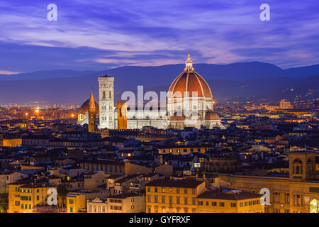 Le crépuscule de Florence en Toscane, Italie. Banque D'Images