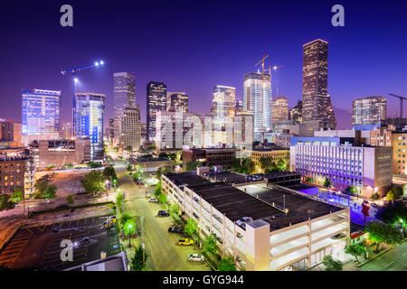 Houston, Texas, USA Centre-ville de ville au crépuscule. Banque D'Images