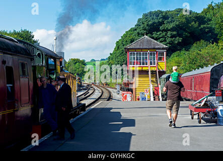 Saint-cergue station de chemin de fer, sur l'Embsay et Saint-cergue Steam Railway, North Yorkshire, England UK Banque D'Images