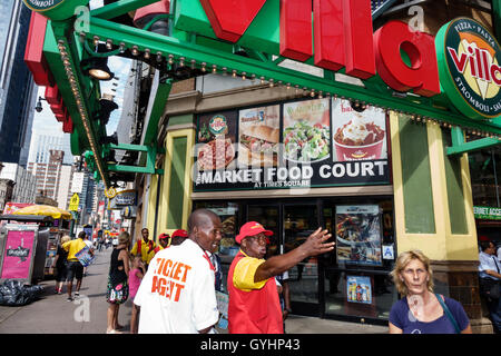 New York City, NY NYC, Manhattan, Times Square, Market Food court plaza tables de table repas décontracté, Villa Fresh Italian Kitchen, restaurant restaurants nourriture Banque D'Images