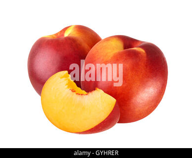 Fruits Nectarine isolé sur fond blanc dentelle Banque D'Images