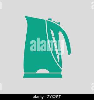 Bouilloire électrique cuisine icône. Avec fond gris vert. Vector illustration. Illustration de Vecteur