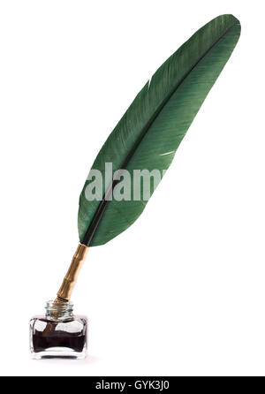 Encrier en plume d'isolé Banque D'Images