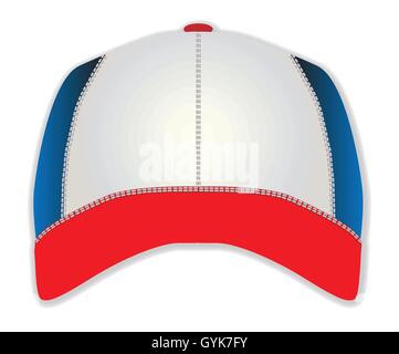 Un rouge blanc et bleu casquette typique avec pas de logo ou de l'insigne Illustration de Vecteur