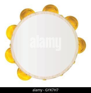 Un tambourin musical traditionnel typique sur un fond blanc Illustration de Vecteur
