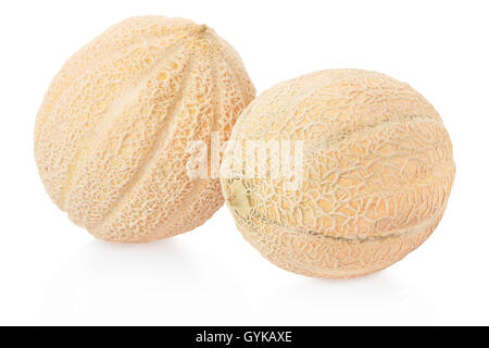 Melons cantaloup sur blanc, chemin de détourage Banque D'Images