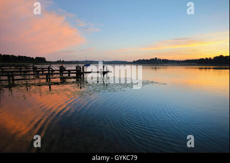 Chiemsee, humeur le matin avant le lever du soleil, de l'Allemagne, de Bavière, Prien Banque D'Images