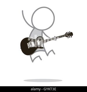 Un homme sauter et jouer de la guitare. Illustration de Vecteur