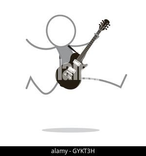 Un homme sauter et jouer de la guitare. Illustration de Vecteur