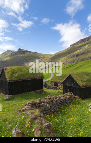 Bâtiments historiques de Saksun, Streymoy island. Îles Féroé Banque D'Images