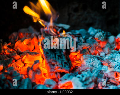 Le charbon de bois et des flammes, feu, fire grill Banque D'Images