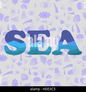 Sea Shell Seamless Pattern Silhouette Illustration de Vecteur