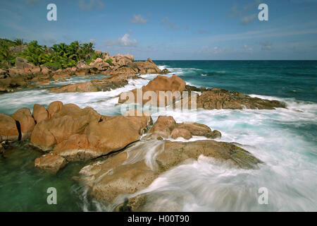 Paysage côtier au Seychelles, Seychelles Banque D'Images