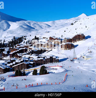 Voir à station de ski de La Plagne, France, Savoie, La Plagne Banque D'Images