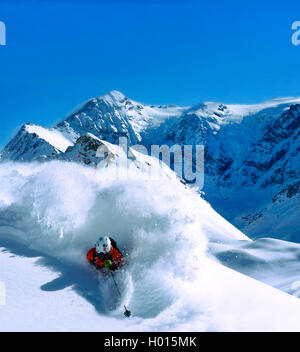 Freerider en montagne Paysage, France, Savoie, Sainte-Foy Tarentaise Banque D'Images