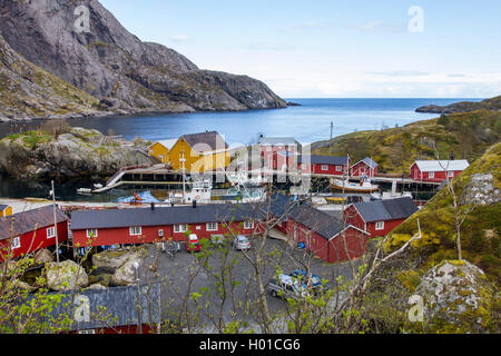 Village de pêcheurs sur la Lofotes, Norvège, îles Lofoten, Nusfjord Banque D'Images