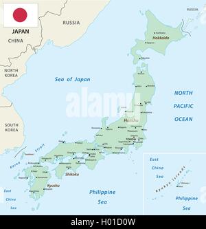 Carte du Japon avec le drapeau Illustration de Vecteur