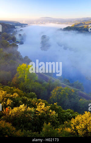 Matin brouillard dans la vallée de la Ruhr en automne, l'Allemagne, en Rhénanie du Nord-Westphalie, Ruhr, Witten Banque D'Images