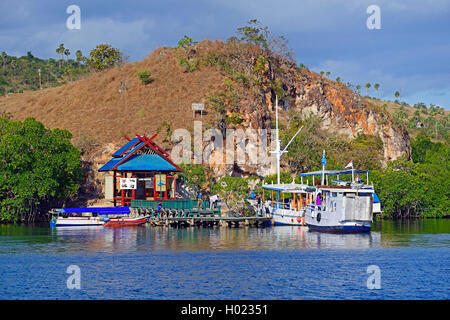 Débarcadère et d'entrée du Parc National de Komodo, en Indonésie, Rinca, Loh Buaya Banque D'Images