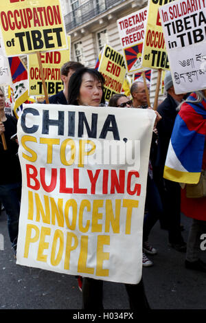 Manifestation pour le Tibet libre, London, UK Banque D'Images