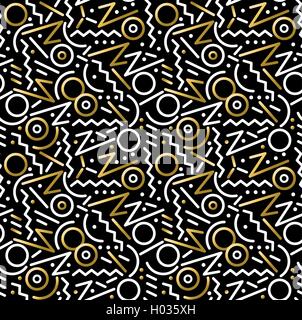 Retro 80s modèle transparente à Memphis fashion style vintage couleur or, arrière-plan. Vecteur EPS10. Illustration de Vecteur