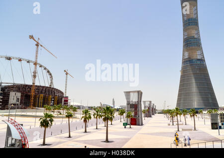 Le Flambeau (Doha) Aspire Tower, la plus haute structure au Qatar, avec la rénovation de la Khalifa International stadium Banque D'Images