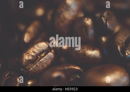 Macro Close up image des différents grains de café. Banque D'Images