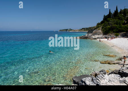 Gouli Kloni Beach sur la côte Est de l'île de Paxos, îles Ioniennes, îles grecques, Grèce, Europe Banque D'Images