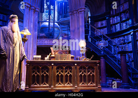 Le Bureau d'Albus Dumbledore, Warner Brothers Studio Tour, la fabrication d'Harry Potter, Londres Banque D'Images