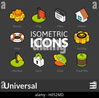Grandes lignes isométriques icons set 1 Illustration de Vecteur