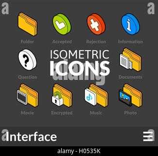 Grandes lignes isométriques icons set 31 Illustration de Vecteur