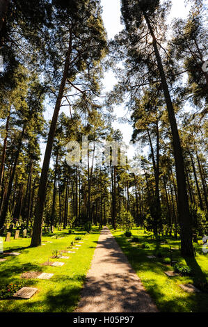 Suède, Stockholm. Skogskyrkogården, le cimetière Woodland. Banque D'Images