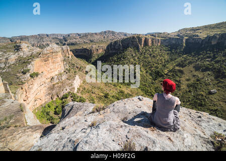 En tourisme, Parc National d'Isalo Ihorombe Region, sud-ouest de Madagascar, l'Afrique Banque D'Images