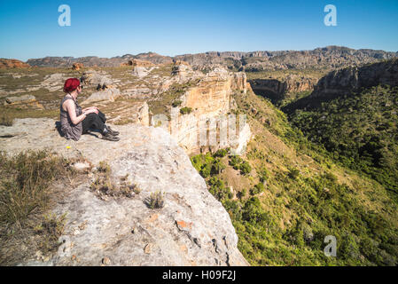 En tourisme, Parc National d'Isalo Ihorombe Region, sud-ouest de Madagascar, l'Afrique Banque D'Images