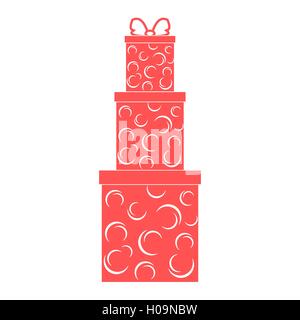 Vector illustration de boîtes cadeau décoré de flocons sur fond blanc. L'élément de conception de carte postale, invitation, bannière, fly Illustration de Vecteur