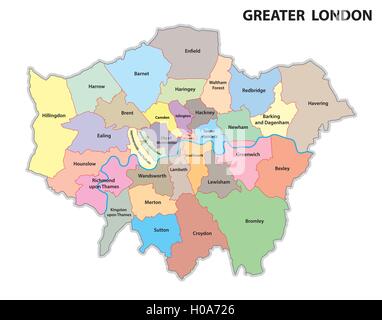 Carte Administrative Vectorielle Du Grand Londres Vecteurs libres