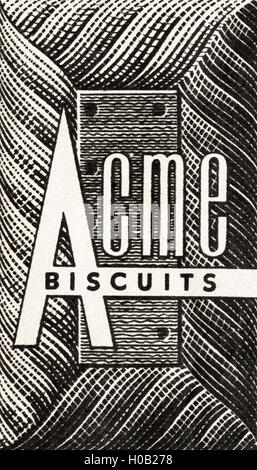 Publicité Publicité Biscuits Acme old vintage original advert from French language magazine publié en Inde en date du 1945 Banque D'Images