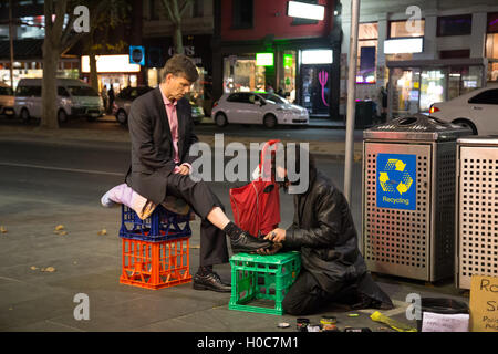 Service de nettoyage dans les rues de Melbourne, Australie Banque D'Images