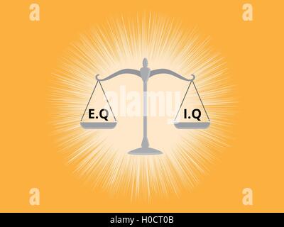 Iq eq ou intellectuelle ou émotionnelle vs question comparer sur une échelle à fond jaune Illustration de Vecteur