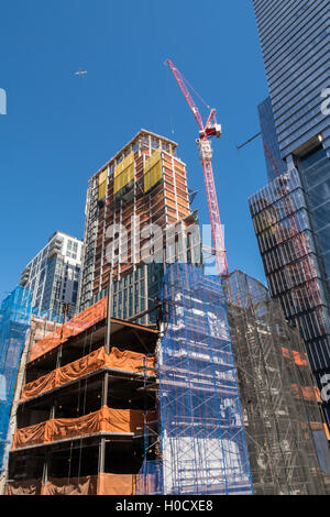 Les chantiers de construction de gratte-ciel d'Hudson, NEW YORK, USA Site Banque D'Images