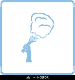 Les fans de football, hand holding burnt flayer avec icône de fumée. Design cadre bleu. Vector illustration. Illustration de Vecteur