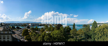 Vue panoramique de Genève, Suisse à partir de l'hôtel Metropole Banque D'Images