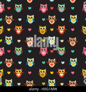 Cute Owl Seamless Pattern Background Vector Illustration Illustration de Vecteur
