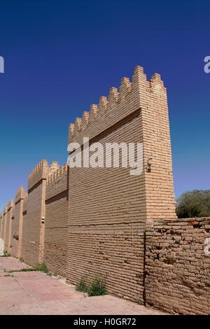 Les murs restaurés de l'ancienne Babylone, l'Iraq. Banque D'Images