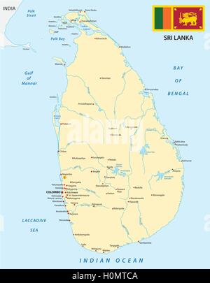 Carte Sri lanka avec drapeau Illustration de Vecteur