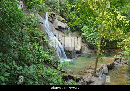 Petite cascade à Rio Otolum, ruines Maya de Palenque, Chiapas, Mexique Banque D'Images