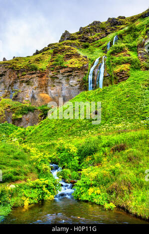 De petites chutes d'eau près de Seljalandsfoss - Islande Banque D'Images