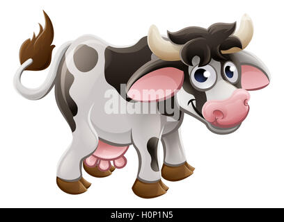 Un dessin de vache mignon personnage animal de ferme Banque D'Images