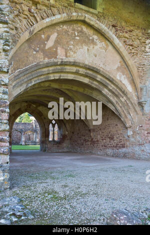 Le toit voûté de la Salle Capitulaire au monastère médiéval à l'abbaye de Cleeve près de Washford dans le Somerset. Banque D'Images