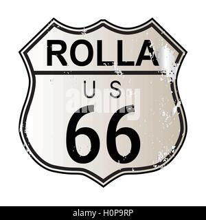 Rolla Route 66 Panneau de circulation sur un fond blanc et la légende nous itinéraire 66 Illustration de Vecteur